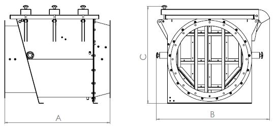 dimensiones de la válvula de aislamiento de clapeta